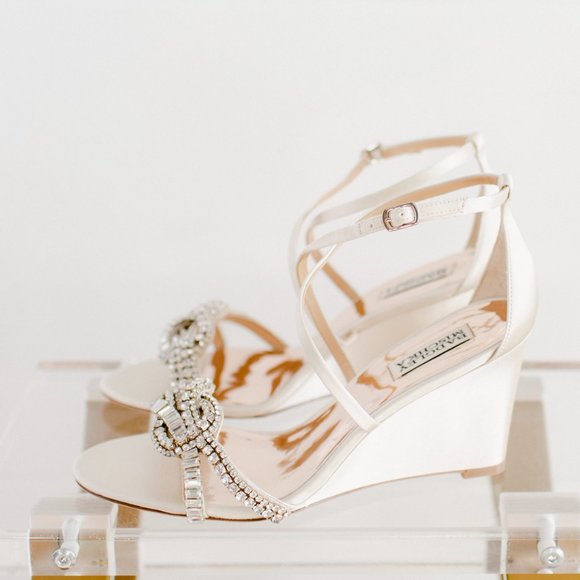 Badgley Mischka Zabrina 9 Women's Strappy Wedge Ivory New - Picture 8 of 14
